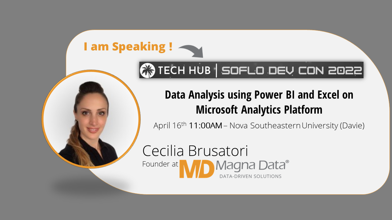 I am Speaking Banner with Cecilia's headshot and information about the presentation